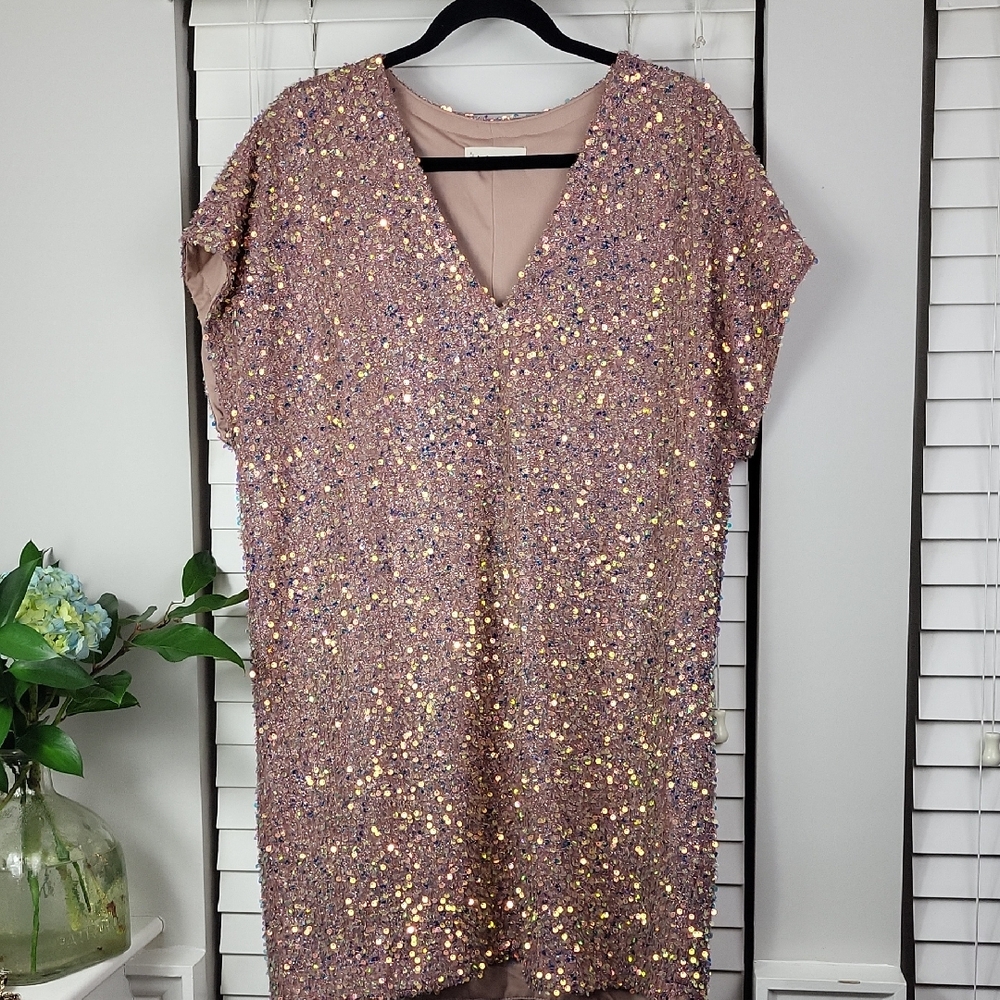 Together Pink Sequin-Trim tunic. Size L